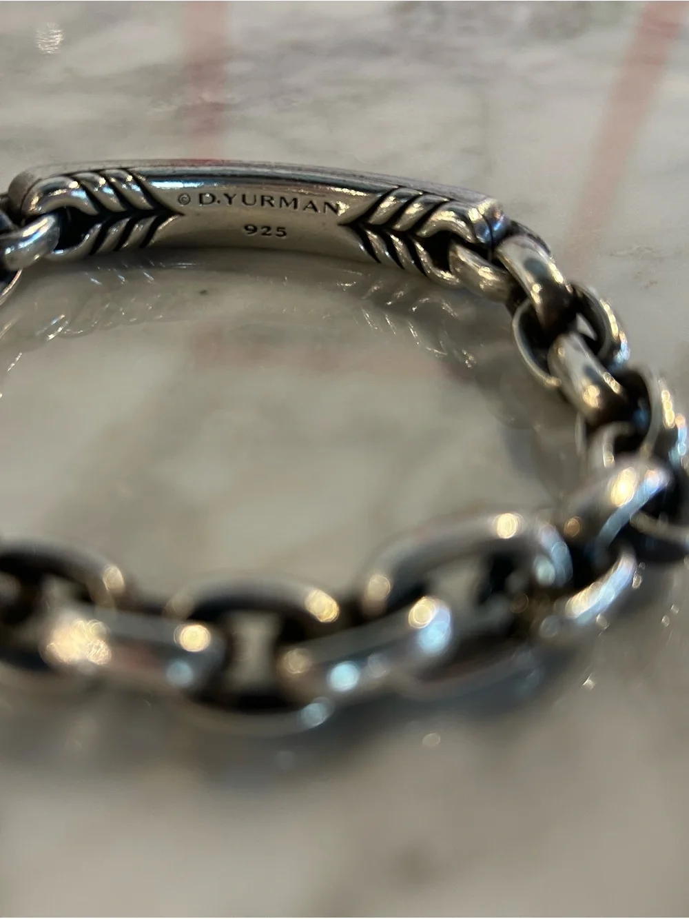 David Yurman Sterling Silver Curb Link ID Bracelet